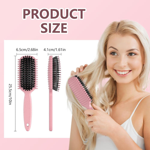Ultimate Curl Defining Brush Set - Perfect for Shaping Curls, Smoothing Edges, and Styling All Hair Types - Includes 4 Essential Combs in Stylish Pink